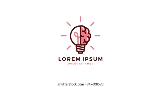 Brain Bulb Lamp Logo Smart Idea Vector Download