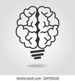 Brain bulb light icon