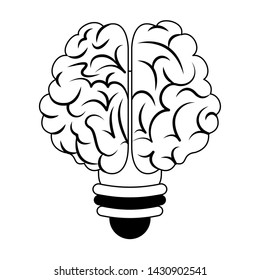 Brain bulb light shape symbol isolated vector illustration graphic design