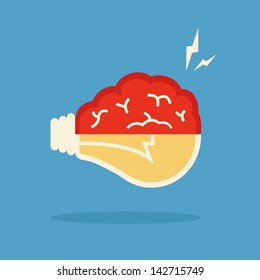 brain and bulb light, vector