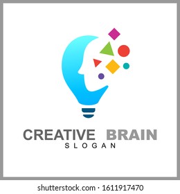 Brain bulb logo design suitable for  creative idea, mind focus, smart people, tech innovation