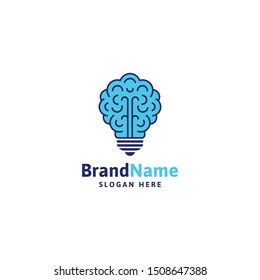 brain bulb logo icon. vector