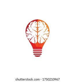 Brain bulb shape concept logo design. Brainstorm power thinking brain Logotype icon