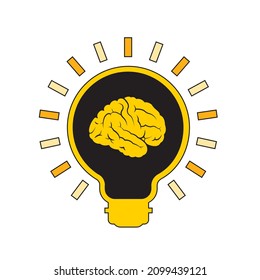 brain in bulb vector icon isolated on white