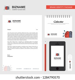 Brain Business Letterhead, Calendar 2019 and Mobile app design vector template