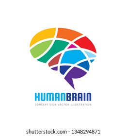 Brain - business vector logo template concept illustration. Abstrat human mind icon. Creative idea colorful sign. Infographic symbol. Colored design element.