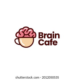 brain cafe coffee idea think creative logo vector icon illustration