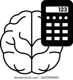 A brain and a calculator are shown together