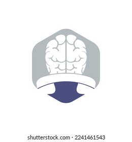 Brain call vector logo design template.	
