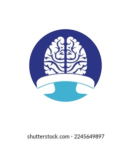 Brain call vector logo design template.	