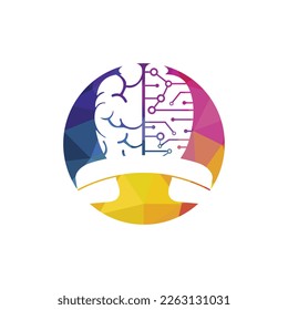 Brain call vector logo design template. Tech communication logo concept.