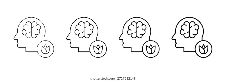 Vector de los iconos de la calma del cerebro fijado en diverso estilo de la línea del movimiento