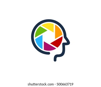 Brain Camera Brain Photography Logo Design Template