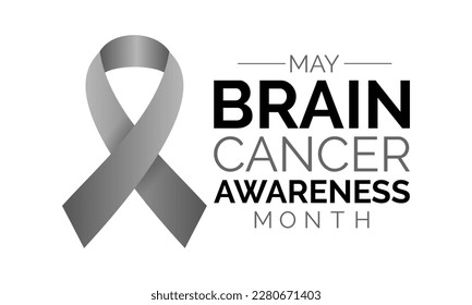 Brain Cancer Awareness Calligraphy Poster and banner Design. Realistic Ribbon .Cancer Awareness Month is  May. Vector illistration