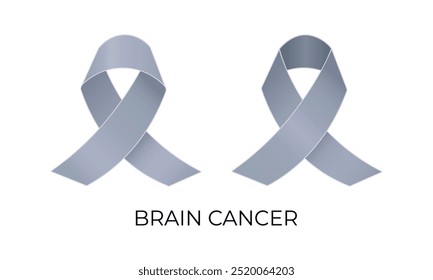 Brain cancer awareness. Gray ribbon vector illustration	