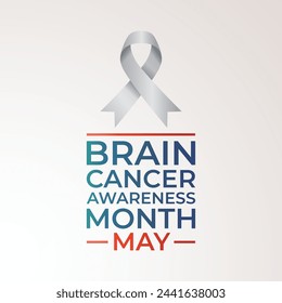 Brain Cancer Awareness Month design template good for celebration usage. grey ribbon vector template. flat design. eps 10.