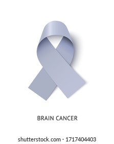 Brain cancer awareness ribbon vector realistic illustration