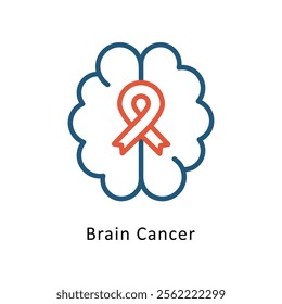 Brain Cancer Briefcase Vector Two Color Icon. Eps File 10