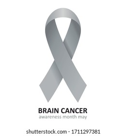 Brain Cancer Grey Ribbon Vector