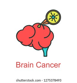 Brain Cancer Icon Flat Color