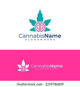 Brain Cannabis Logo, Vektorvorlage. Designkonzepte für kreatives Cannabis-Logo