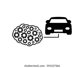 brain, car, icon, vector illustration eps10