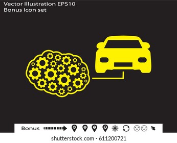 brain, car, icon, vector illustration eps10