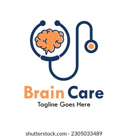 Brain care design logo template illustration