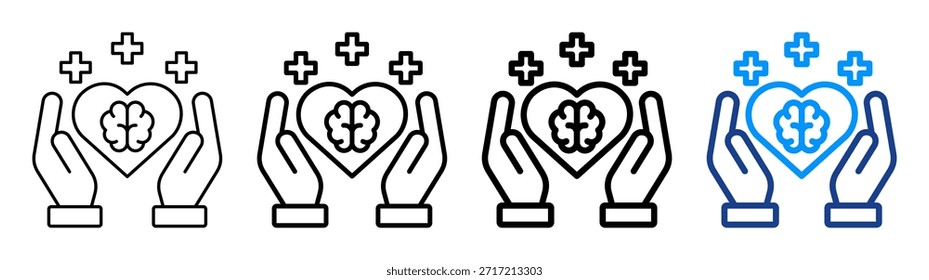 Gehirnpflege-Symbol - Sammlungssatz mit unterschiedlichen Umrissen