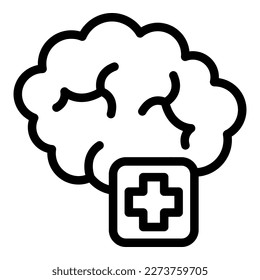 Brain care icon outline vector. Medical card. Health life