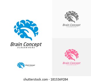 Brain Care Logo design vector template. Think idea concept. Brainstorm power thinking brain icon Logo.