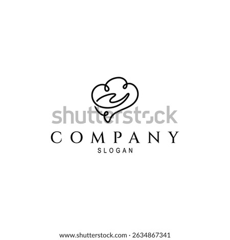 brain care logo with hand icon in abstract linear design style