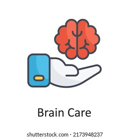 Brain Care vector filled outline Icon Design illustration on White background. EPS 10 File