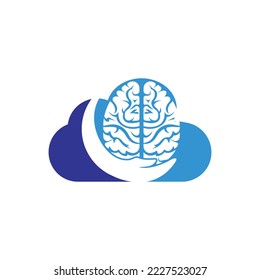 Brain care vector logo design. Human brain with hand icon logo design.