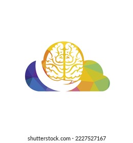 Brain care vector logo design. Human brain with hand icon logo design.