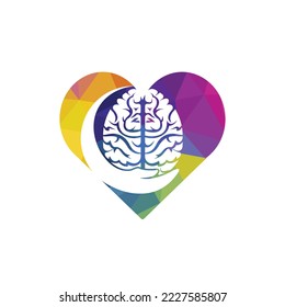 Brain care vector logo design. Human brain with hand icon logo design.