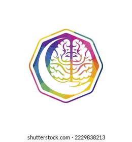 Brain care vector logo design. Human brain with hand icon logo design.