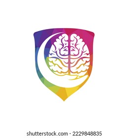 Brain care vector logo design. Human brain with hand icon logo design.