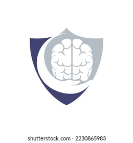 Brain care vector logo design. Human brain with hand icon logo design.