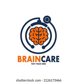 Brain care vector logo template. This design use stethoscope and mind symbol. Suitable for medical.