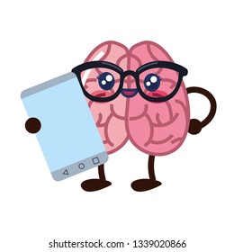 brain cartoon cellphone