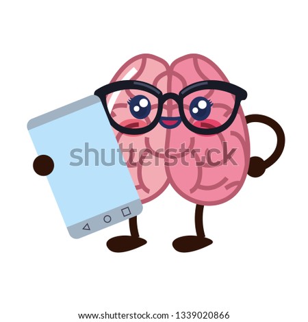 brain cartoon cellphone