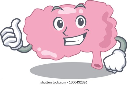 Brain cartoon character design showing OK finger