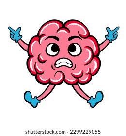 Brain Cartoon Character Icon Flat Design Vector Illustration