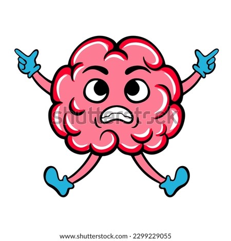 Brain Cartoon Character Icon Flat Design Vector Illustration