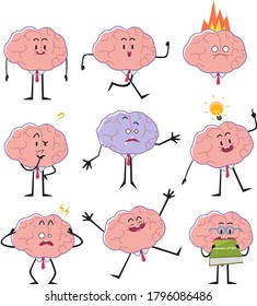 Brain cartoon characters with expressions