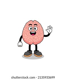 brain cartoon doing wave hand gesture , character design