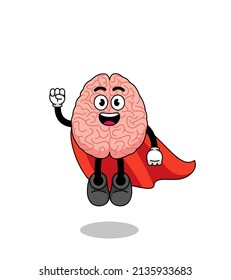brain cartoon with flying superhero , character design