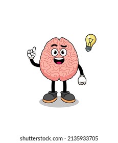 brain cartoon with get an idea pose , character design