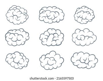 Icono de caricatura cerebral ilustración de diseño vectorial aislado en el fondo
